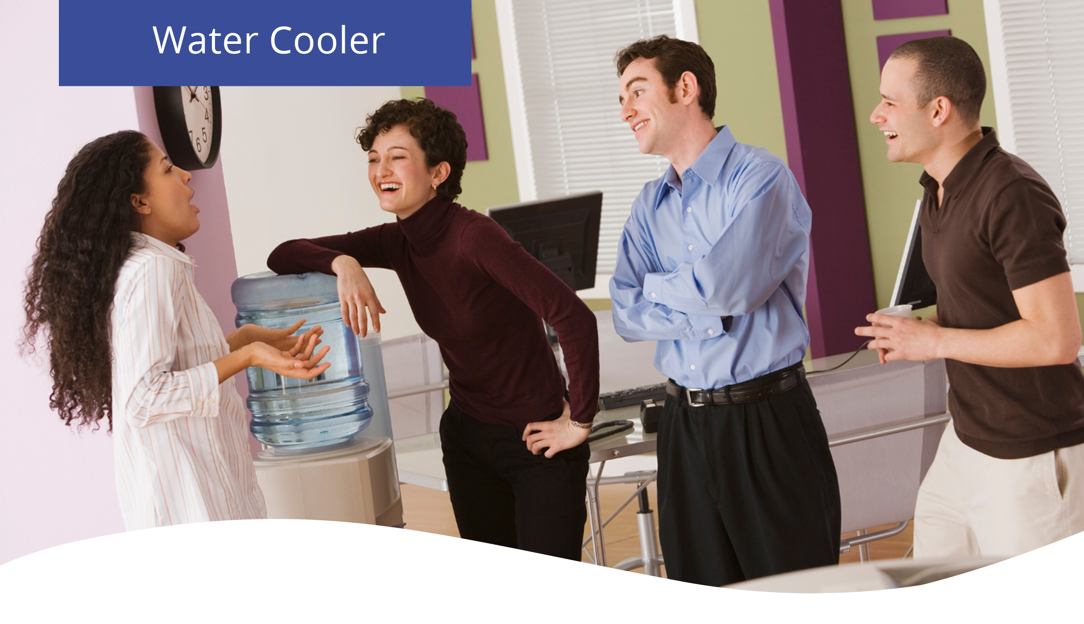 Office water cooler in a modern workspace, providing fresh, filtered water for employees.