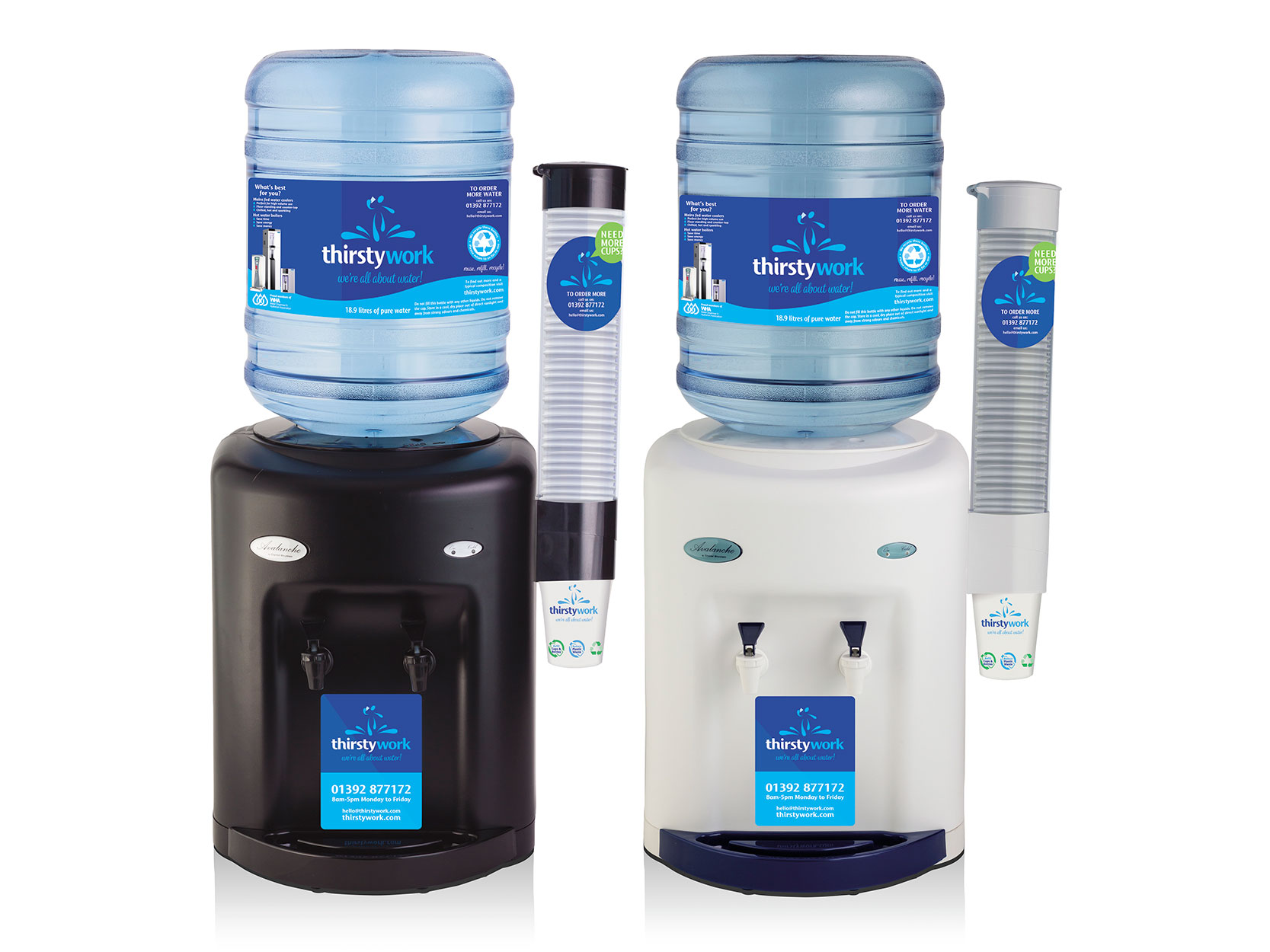 Bottled water coolers for short term rental on-site and on-set