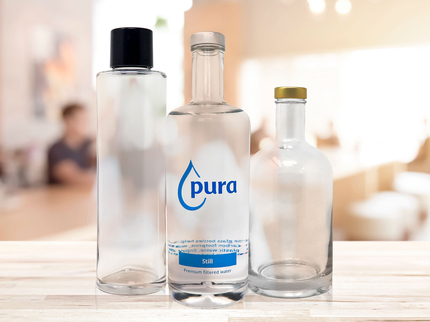 Personalised Glass Water Bottle Range for hospitality