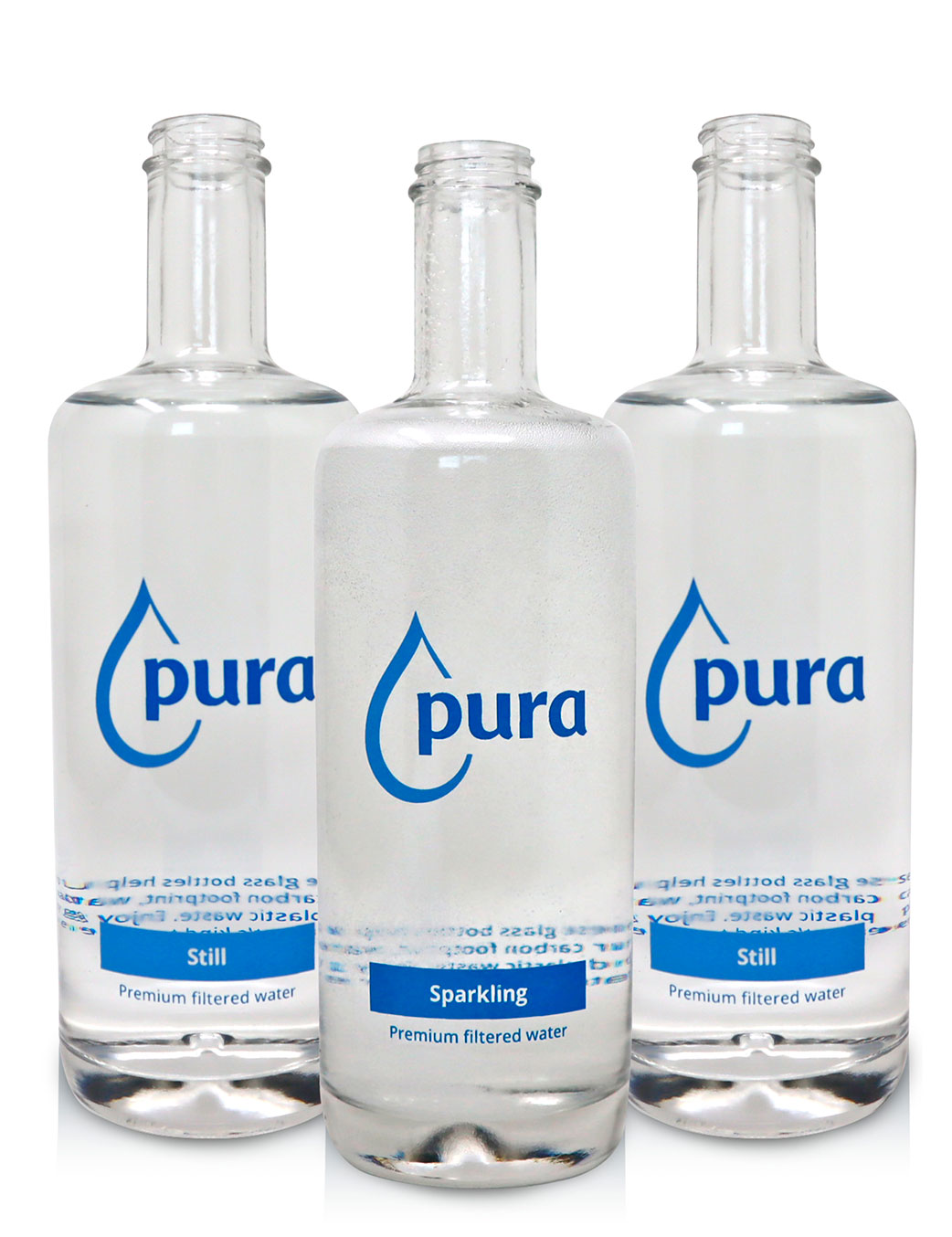 PuraServe Refillable Glass Water Bottles